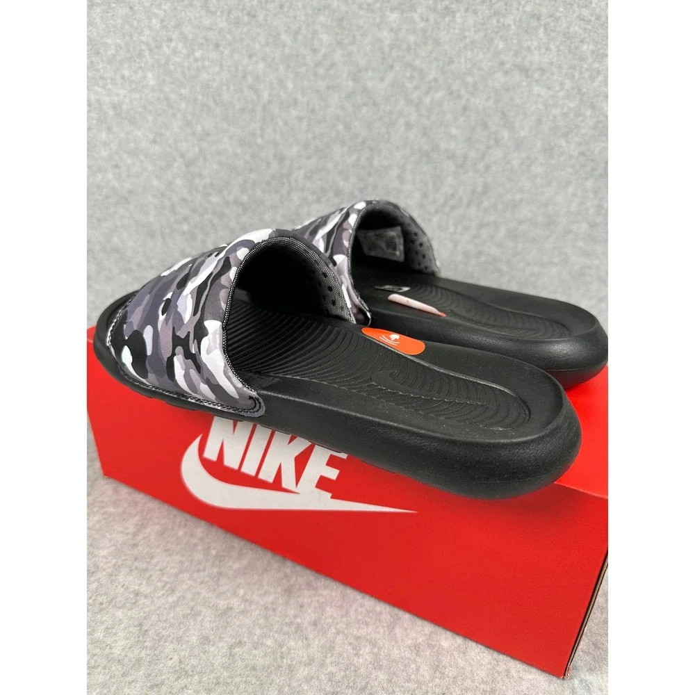 Nike Victori One Slide Print Mens Size‎ 8 Black Grey CN9678-001 NEW